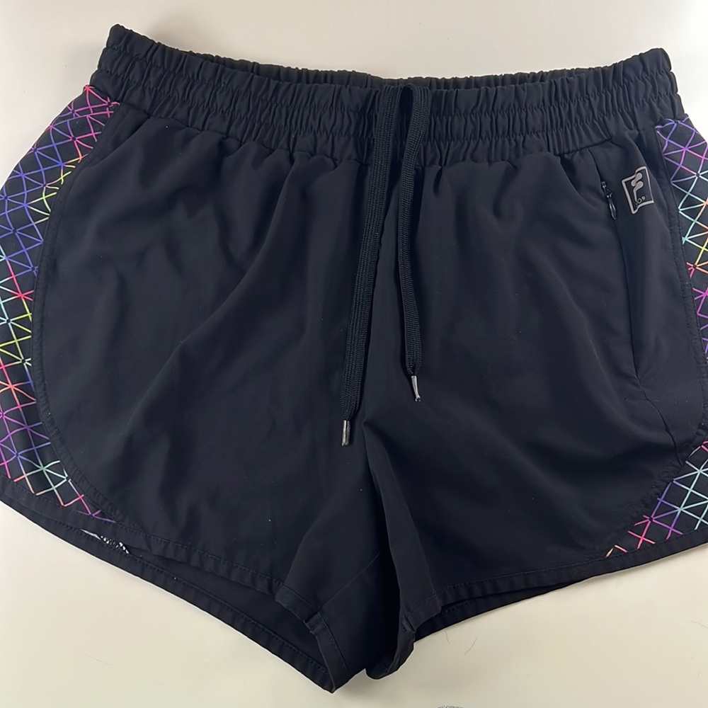 Brand:Fila Color:black with rainbow sides Size:Medium